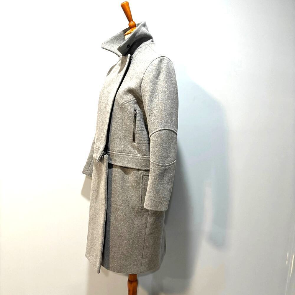 Tosia NYC Gray Wool High Neck Coat Structured Couture Designer Minimalist,Size M